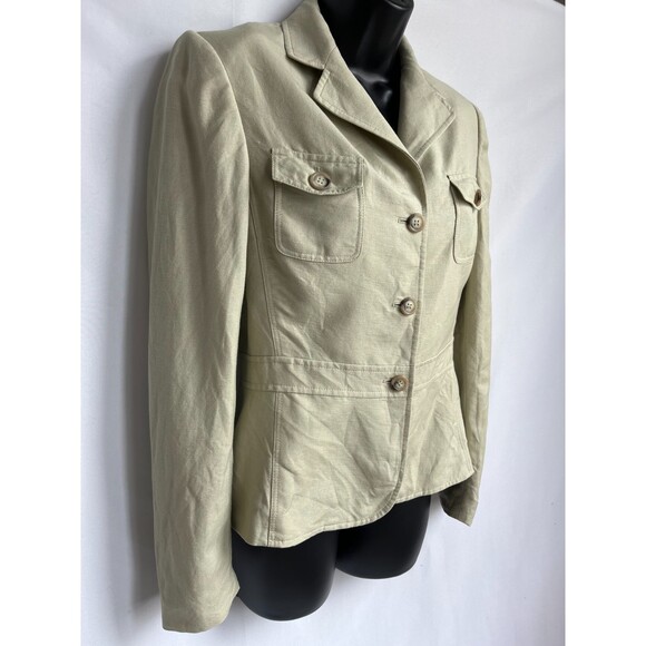 Isabella Demarco Linen Blend Blazer Jacket Size 4 Beige Career Office Business - Picture 3 of 9